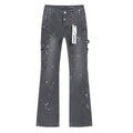Purple Brand Charcoal Gray Paint-Splatter Cargo Jeans