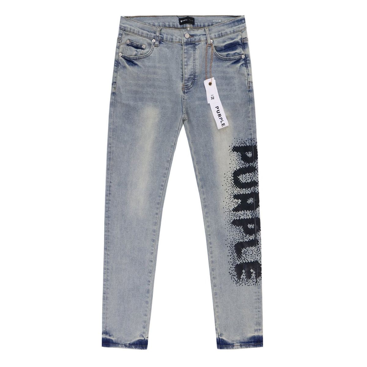 Purple Brand Light Blue Washed Graphic Jeans