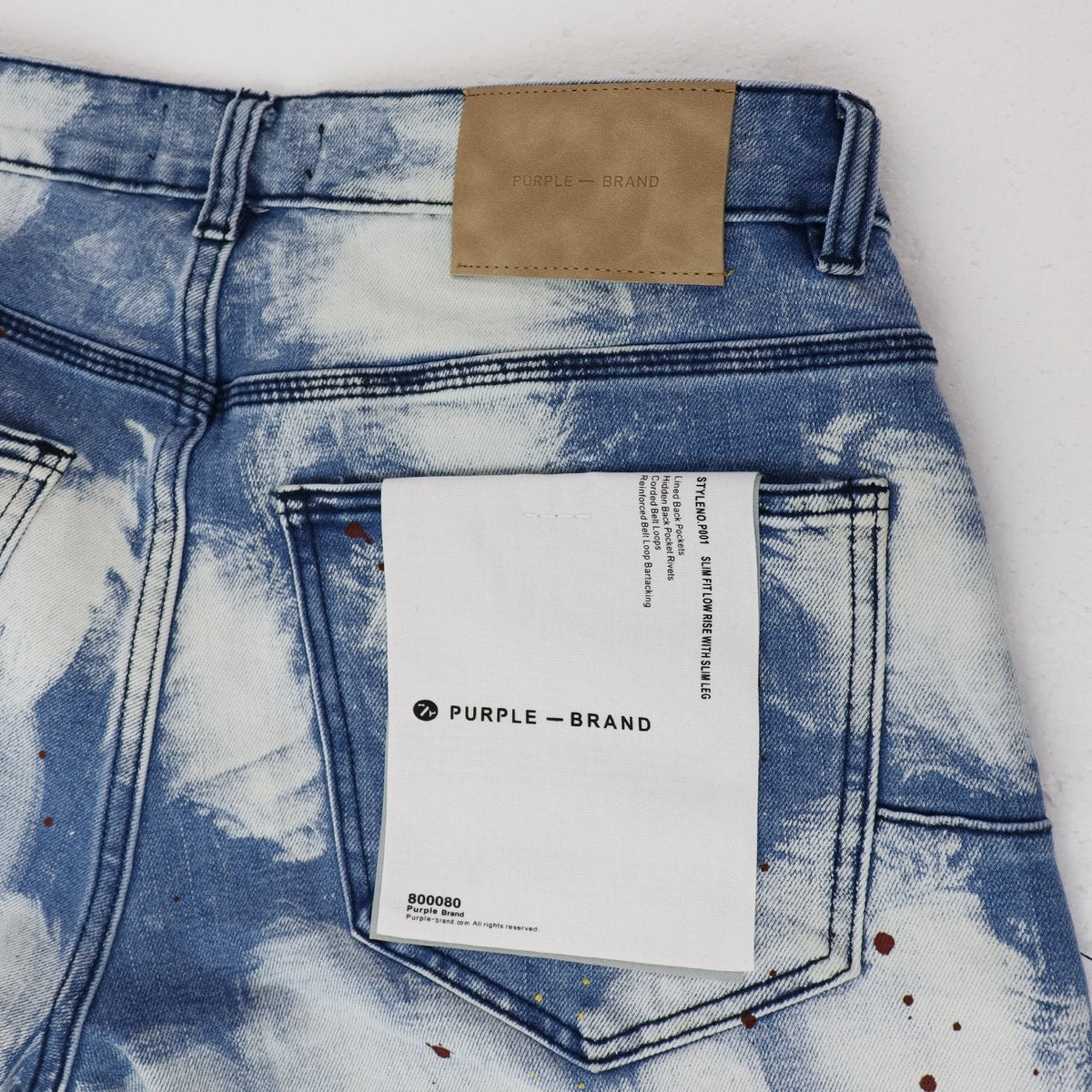 Purple Brand Light Blue Acid-Wash Denim Shorts