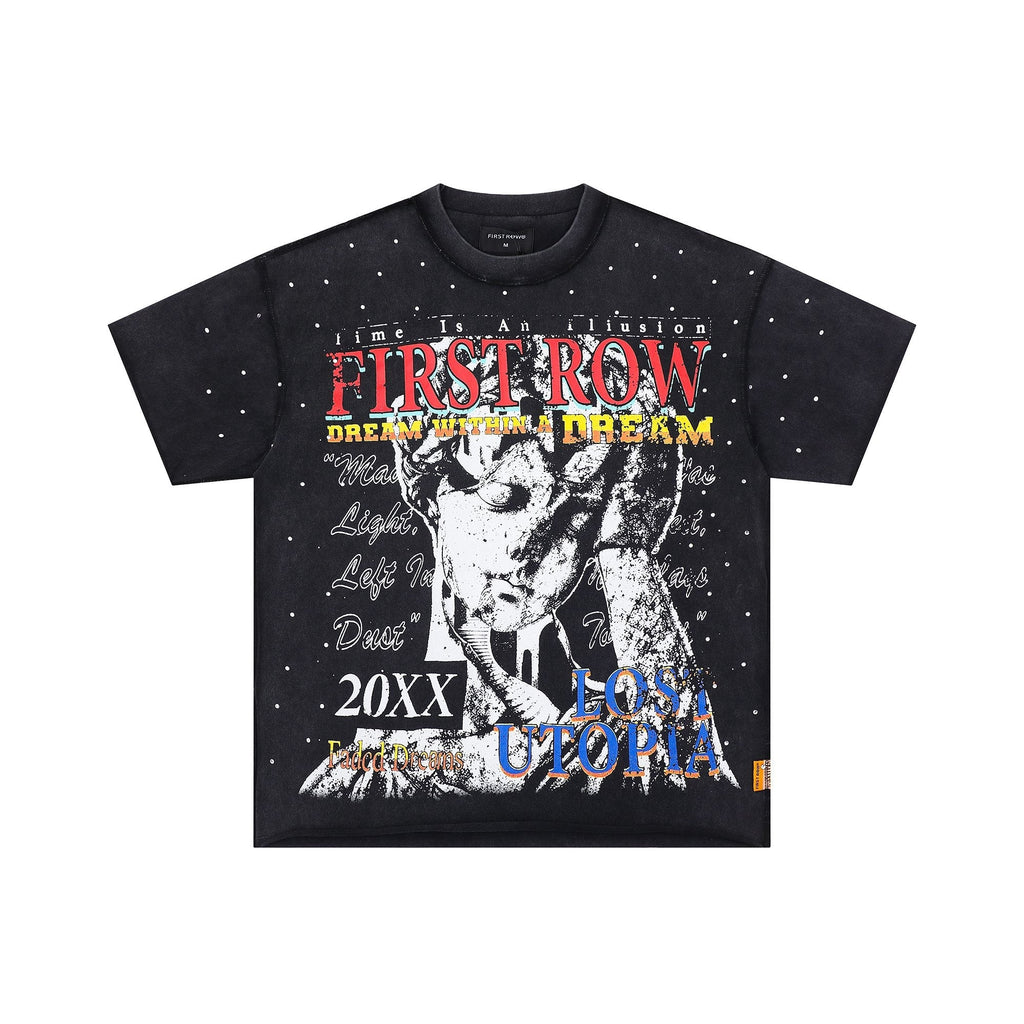 FIRST ROW Lost Utopia Illusion Cropped Graphic T-Shirt