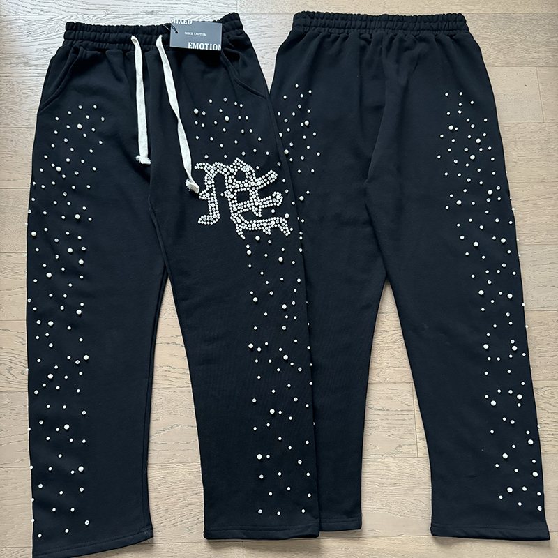 MIXED EMOTION Rhinestone Graphic Zip Hoodie & Sweatpants Set