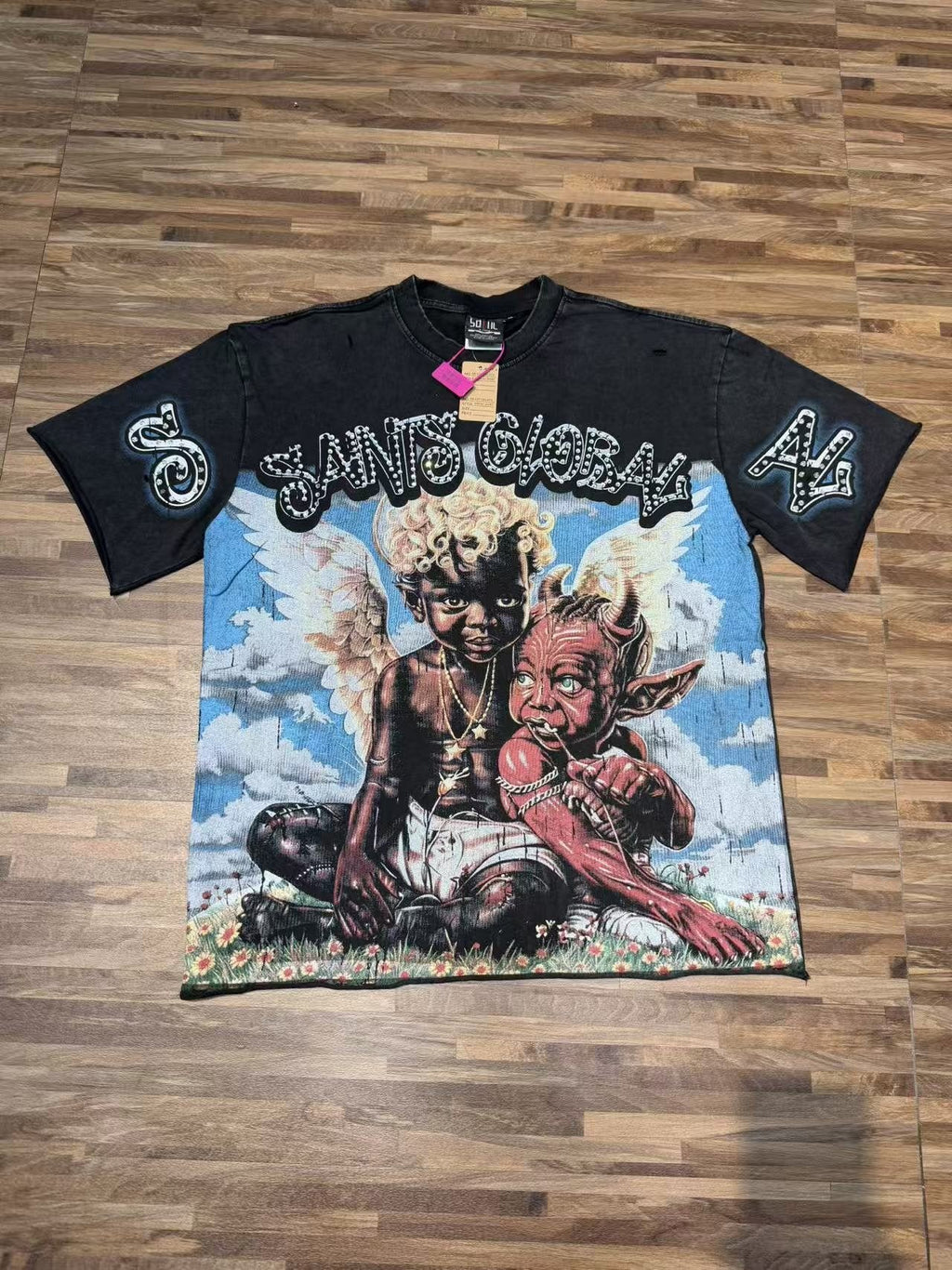 SAINT Washed Black Global Graphic T-Shirt
