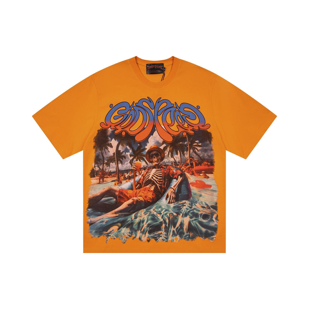 Godspeed Beach Skeleton Graphic T-Shirt