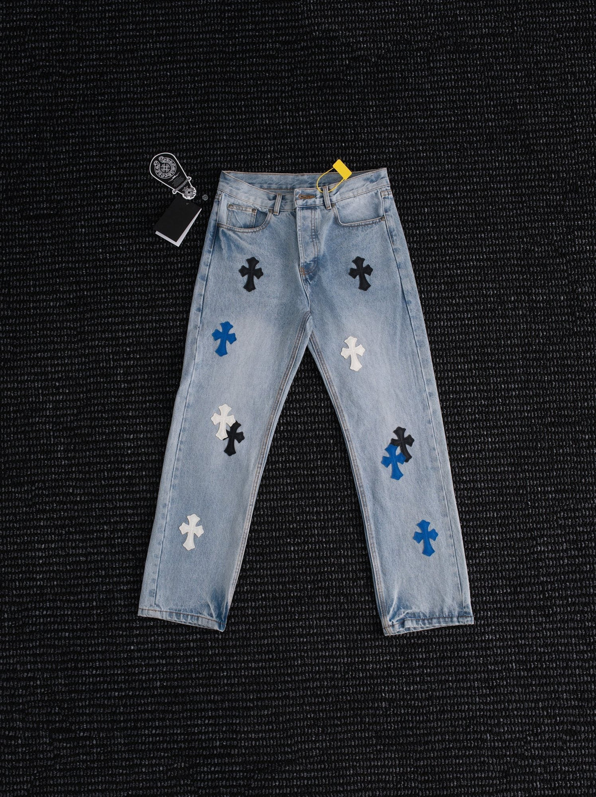 Chrome Hearts Cross Patch Light Blue Denim Jeans