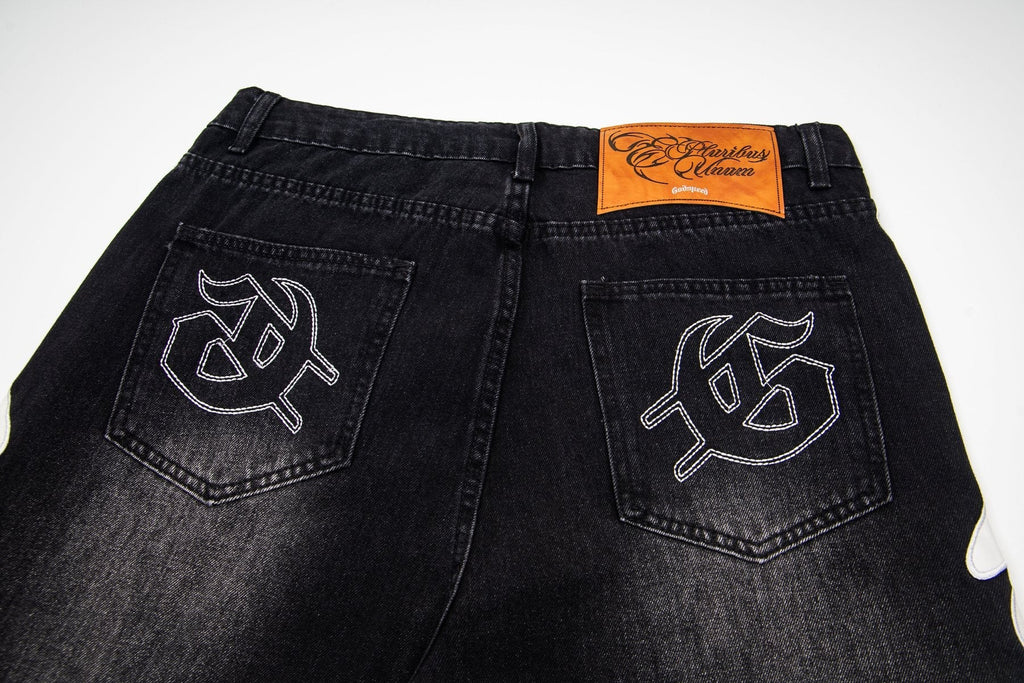 Godspeed Bone Applique Denim Shorts
