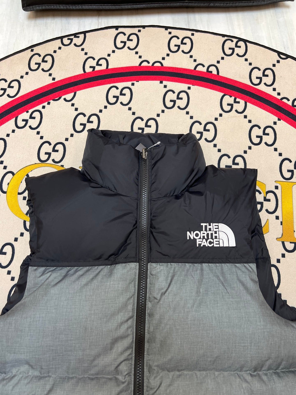 The North Face Quilted Gray and Black Puffer Vest