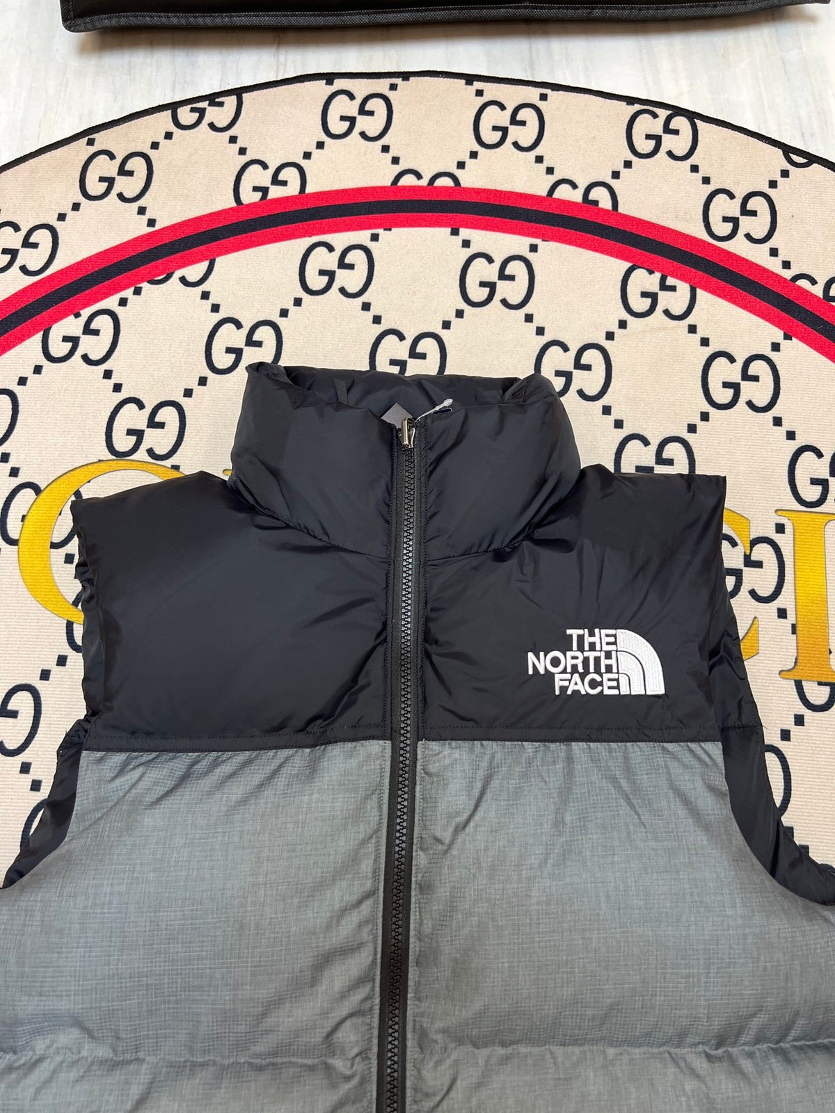 The North Face Quilted Gray and Black Puffer Vest