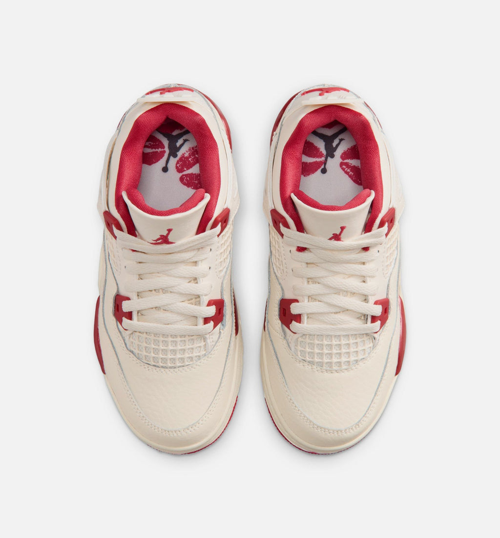 Air Jordan 4 Retro 'Valentine's Day' Preschool - Pale Ivory/Sierra Red/Tough Red