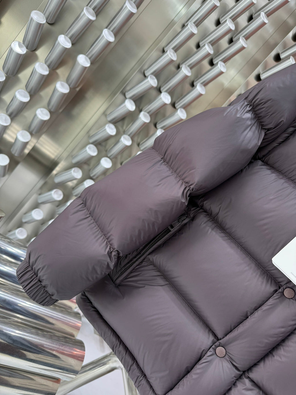 Moncler Quilted Taupe Gray Hooded Puffer Jacket