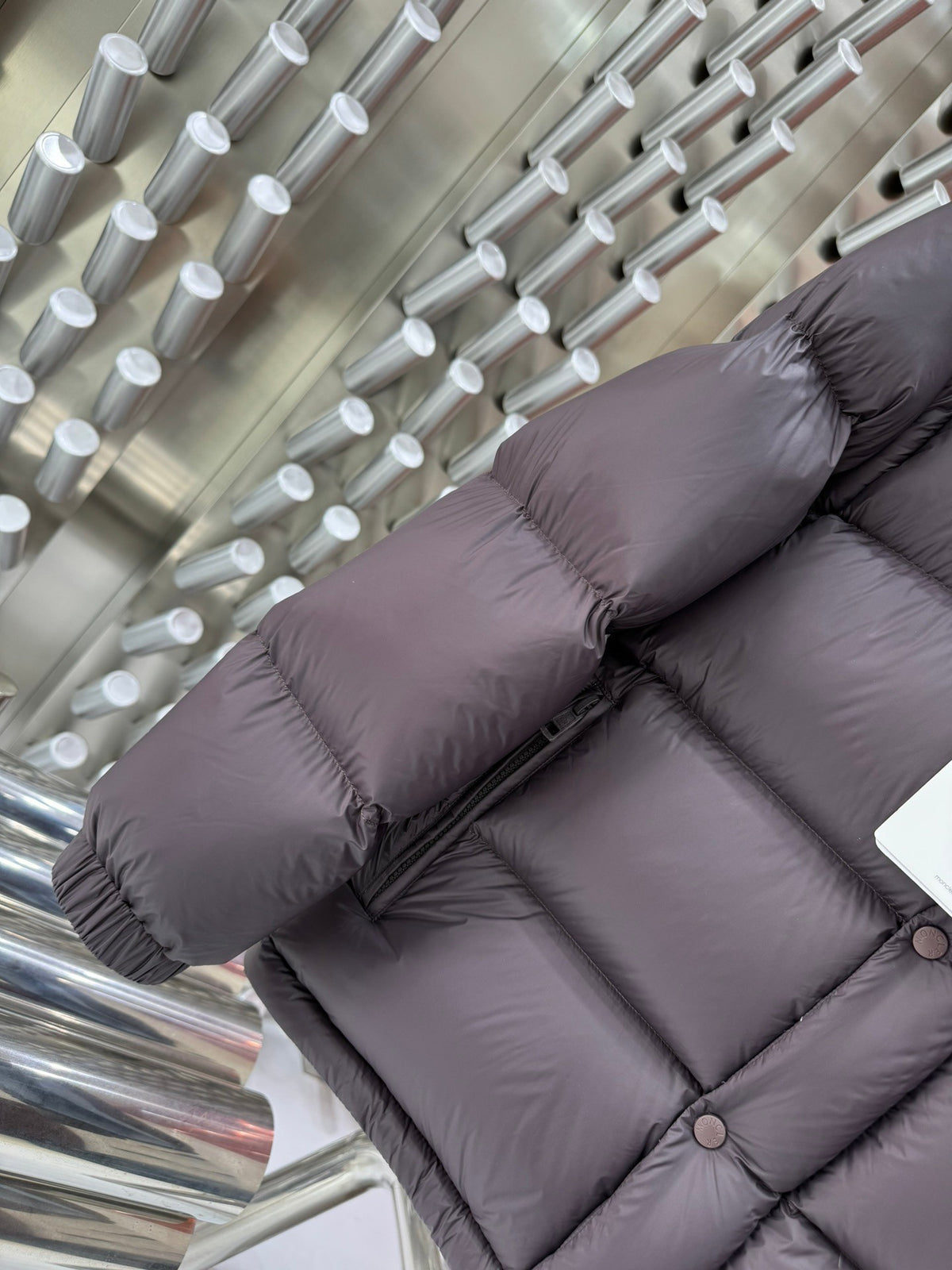Moncler Quilted Taupe Gray Hooded Puffer Jacket