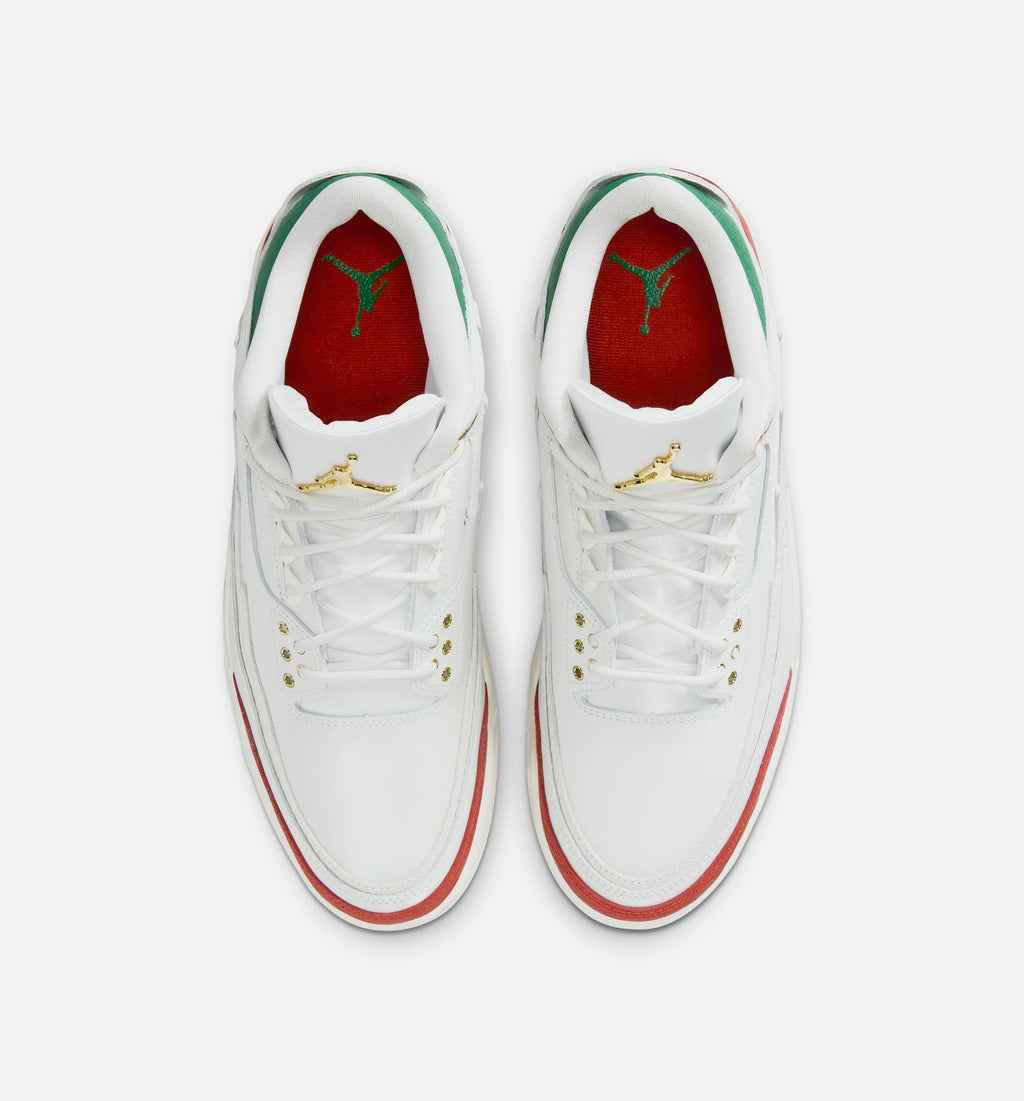 Air Jordan 3 Retro El Vuelo Men's Lifestyle Shoes - Summit White / Pine Green / Dragon Red / Metallic Gold