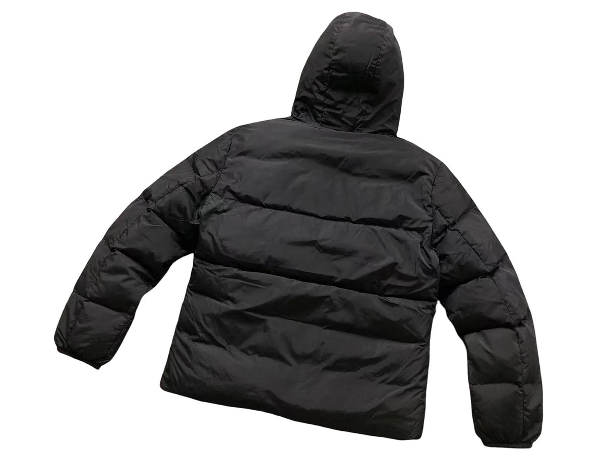 Moncler Quilted Black Logo-Trim Hooded Puffer Jacket