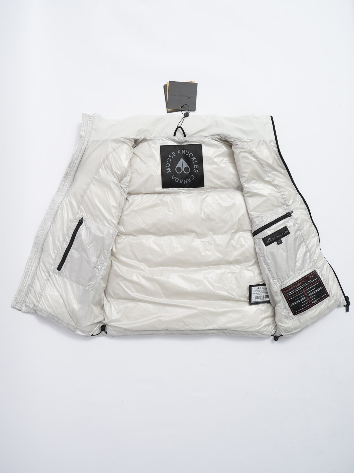 Moose Knuckles White Quilted Zip-Front Puffer Vest