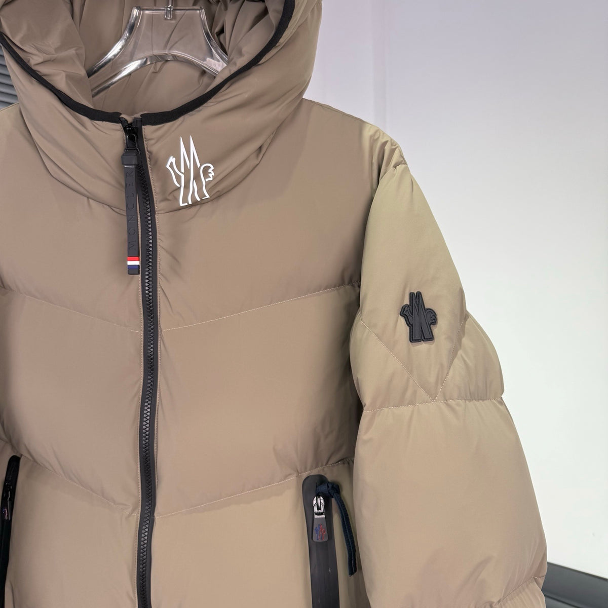 Moncler Quilted Sand Beige Hooded Puffer Jacket