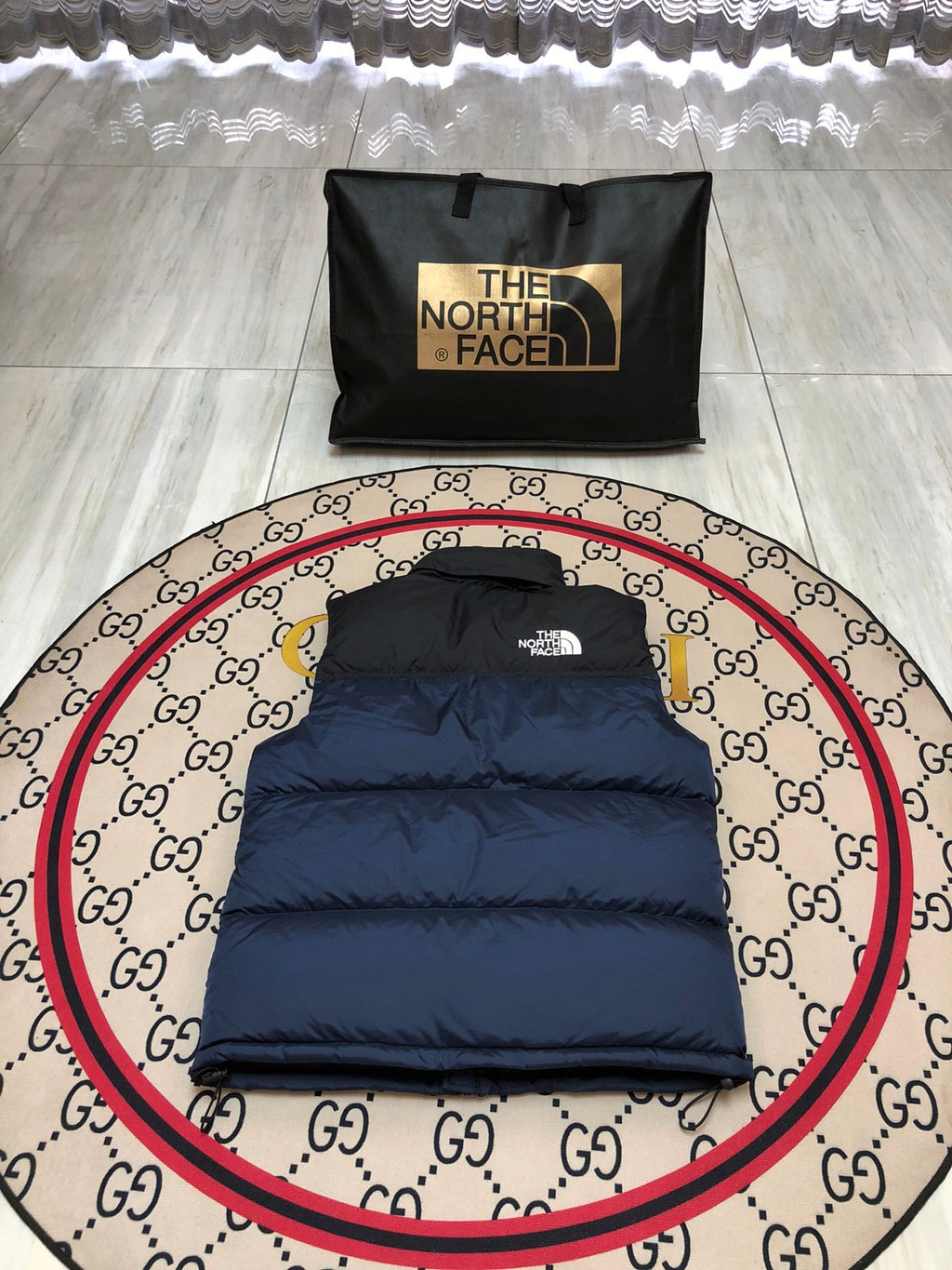 The North Face Quilted Navy Blue and Black Puffer Vest