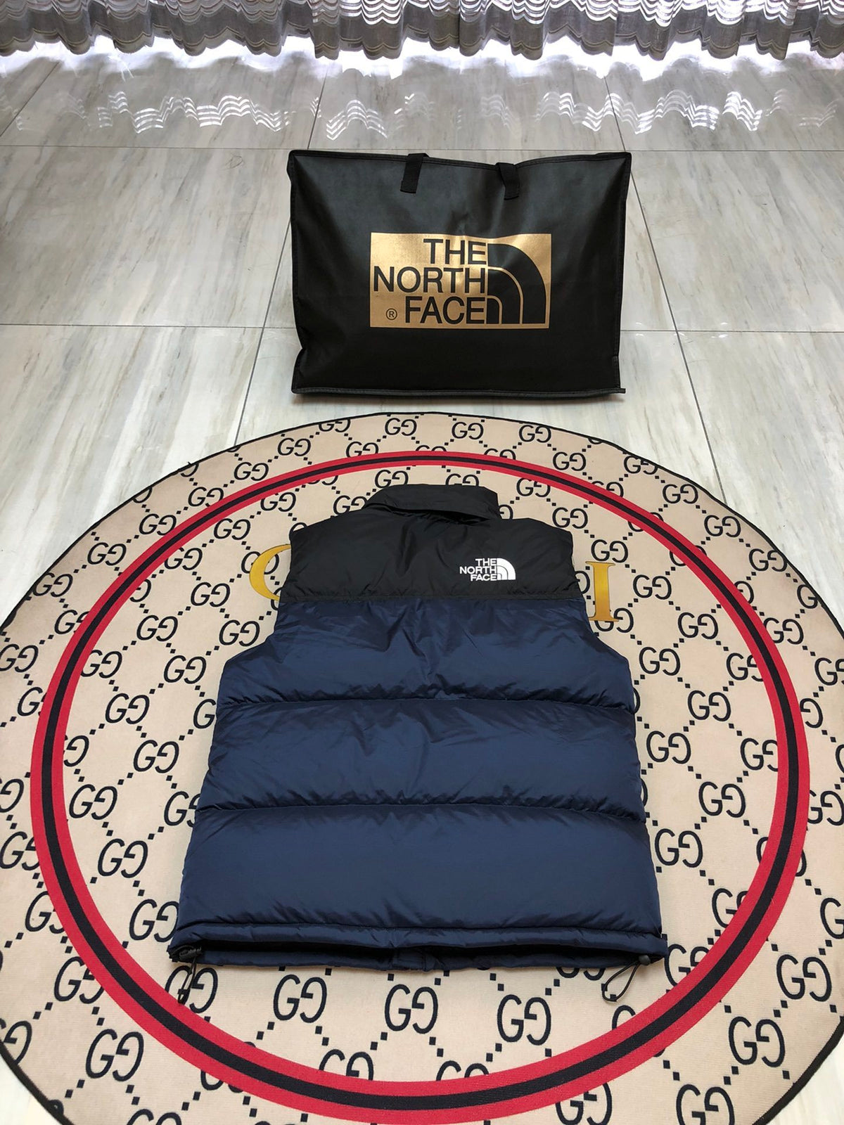The North Face Quilted Navy Blue and Black Puffer Vest