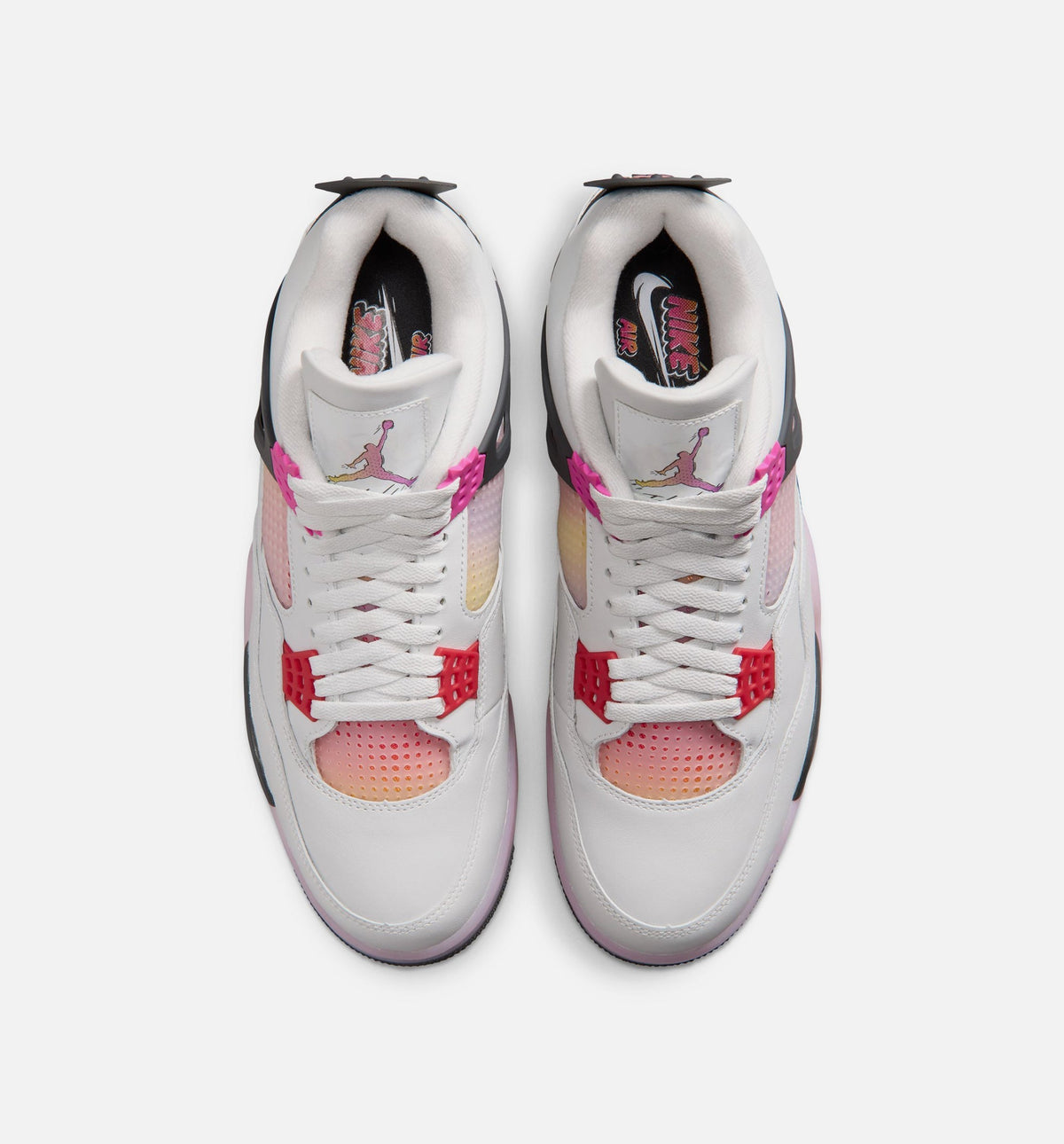 Air Jordan 4 Retro Comic Men's Sneakers - White / Pink / Smoke Grey
