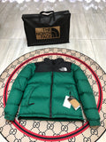 The North Face Quilted Forest Green and Black Stand-Collar Puffer Jacket