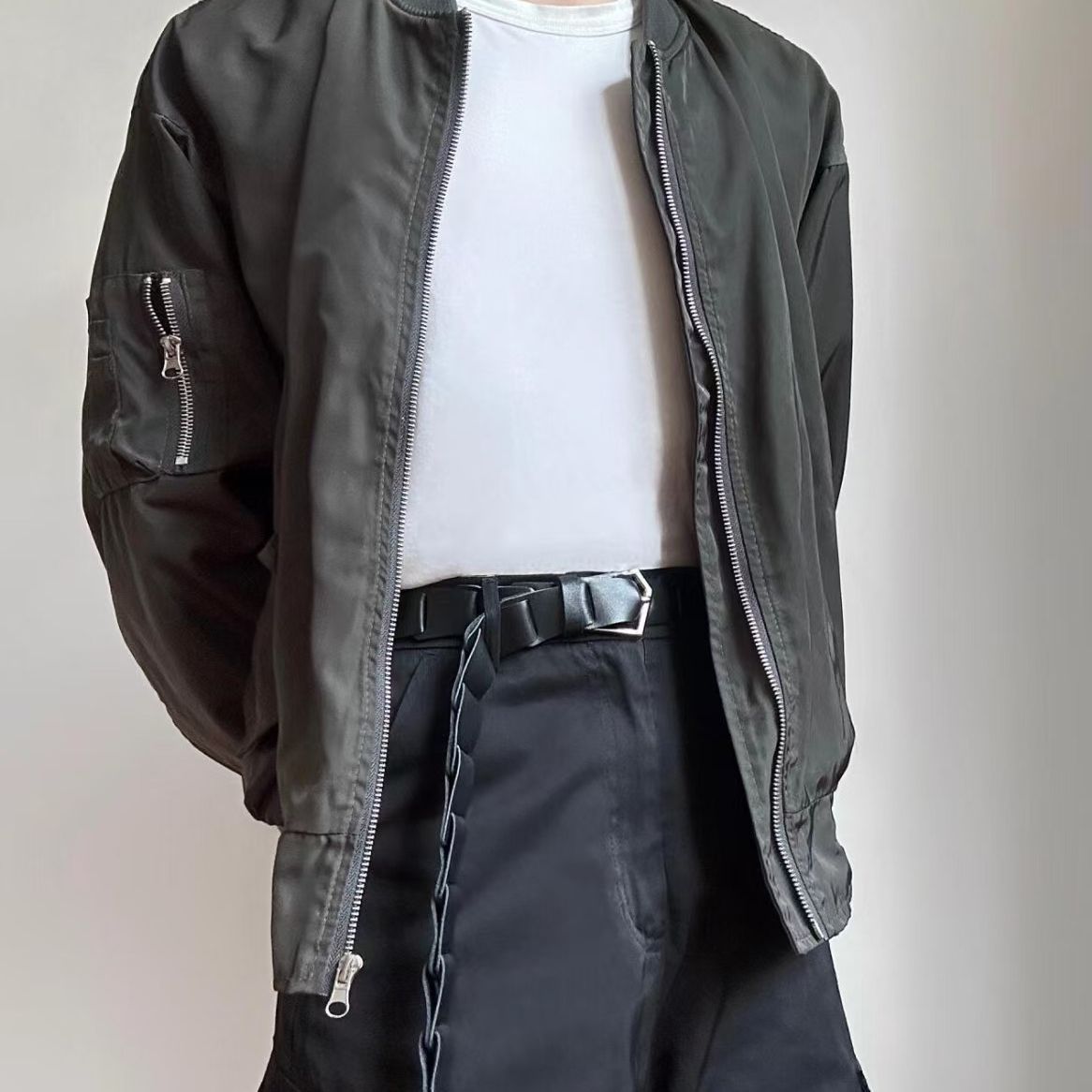 Amalga mation 24AW Buckle Strap Spliced Calfskin Waist Belt
