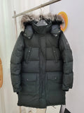 Moose Knuckles Quilted Black Hooded Longline Parka