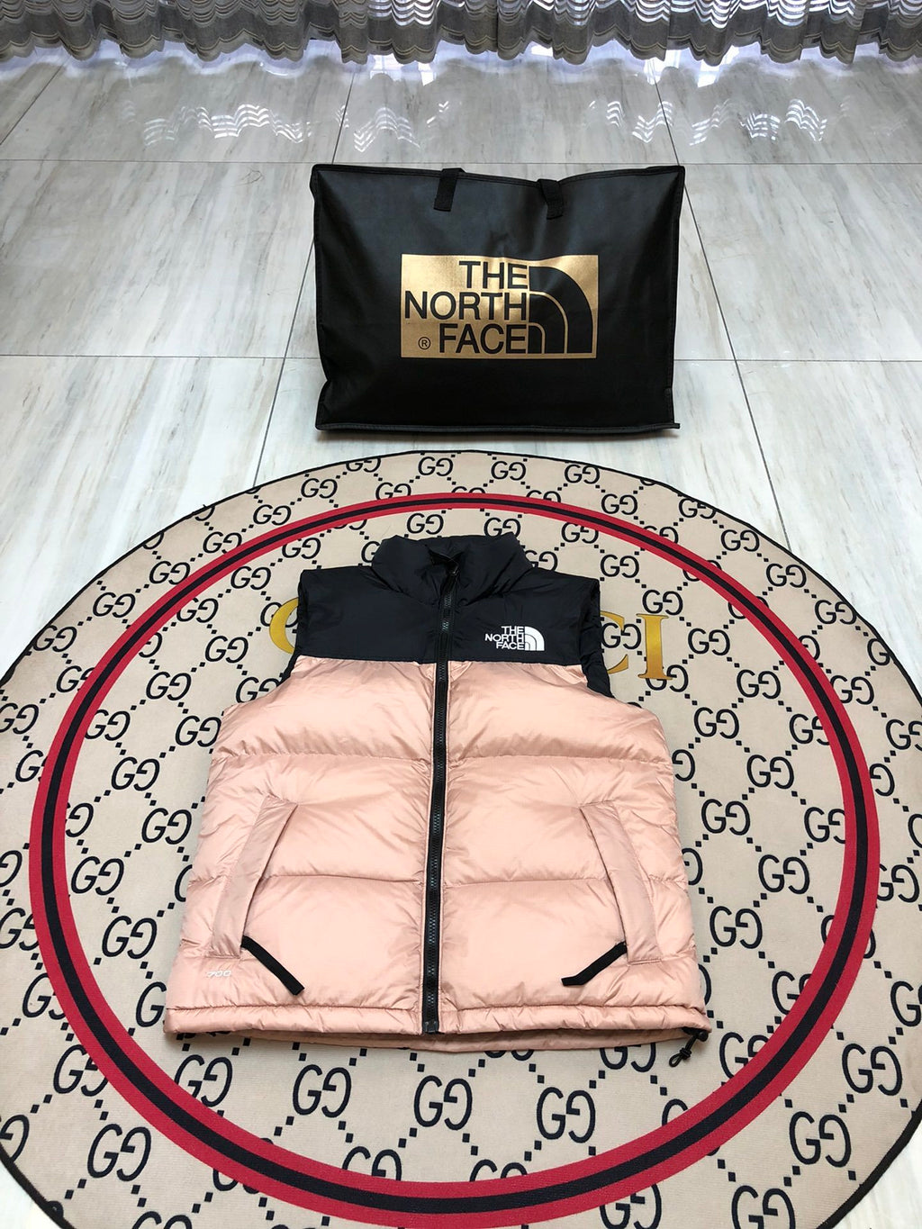 The North Face Quilted Blush Pink and Black Puffer Vest