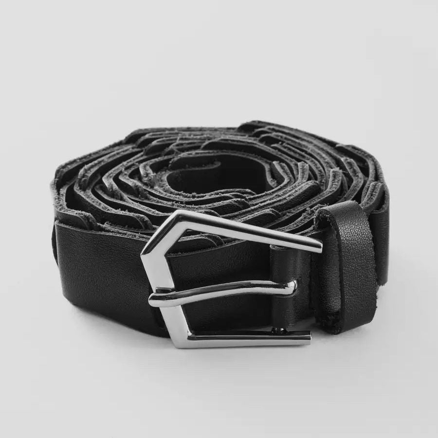 Amalga mation 24AW Buckle Strap Spliced Calfskin Waist Belt