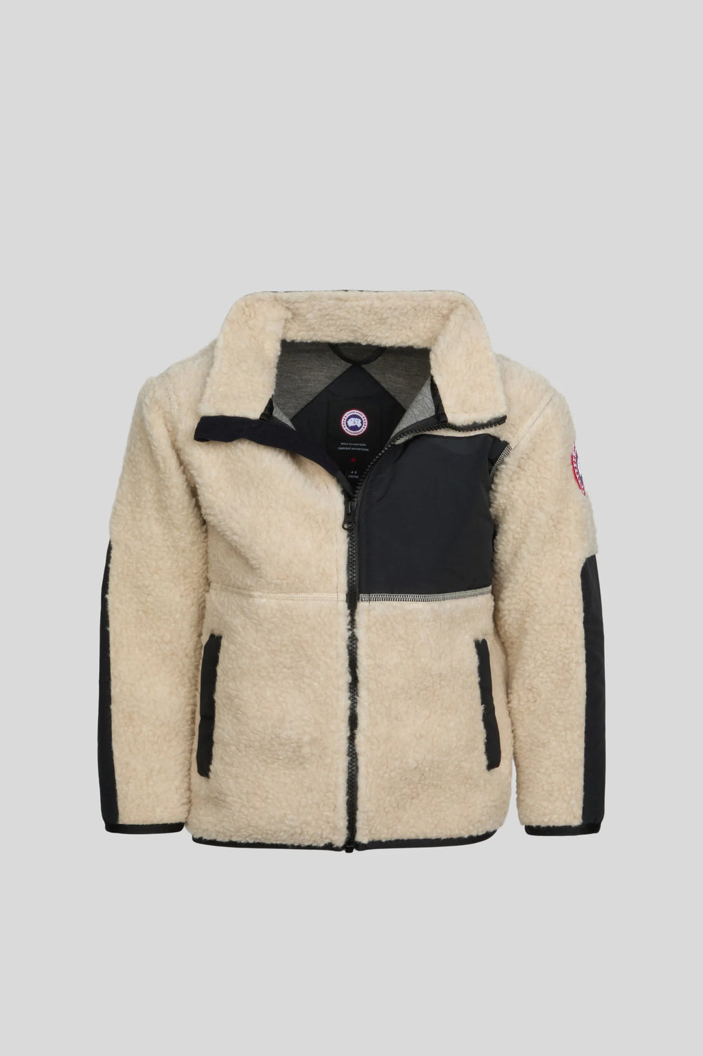 Canada Goose Cream and Black Stand-Collar Fleece Jacket
