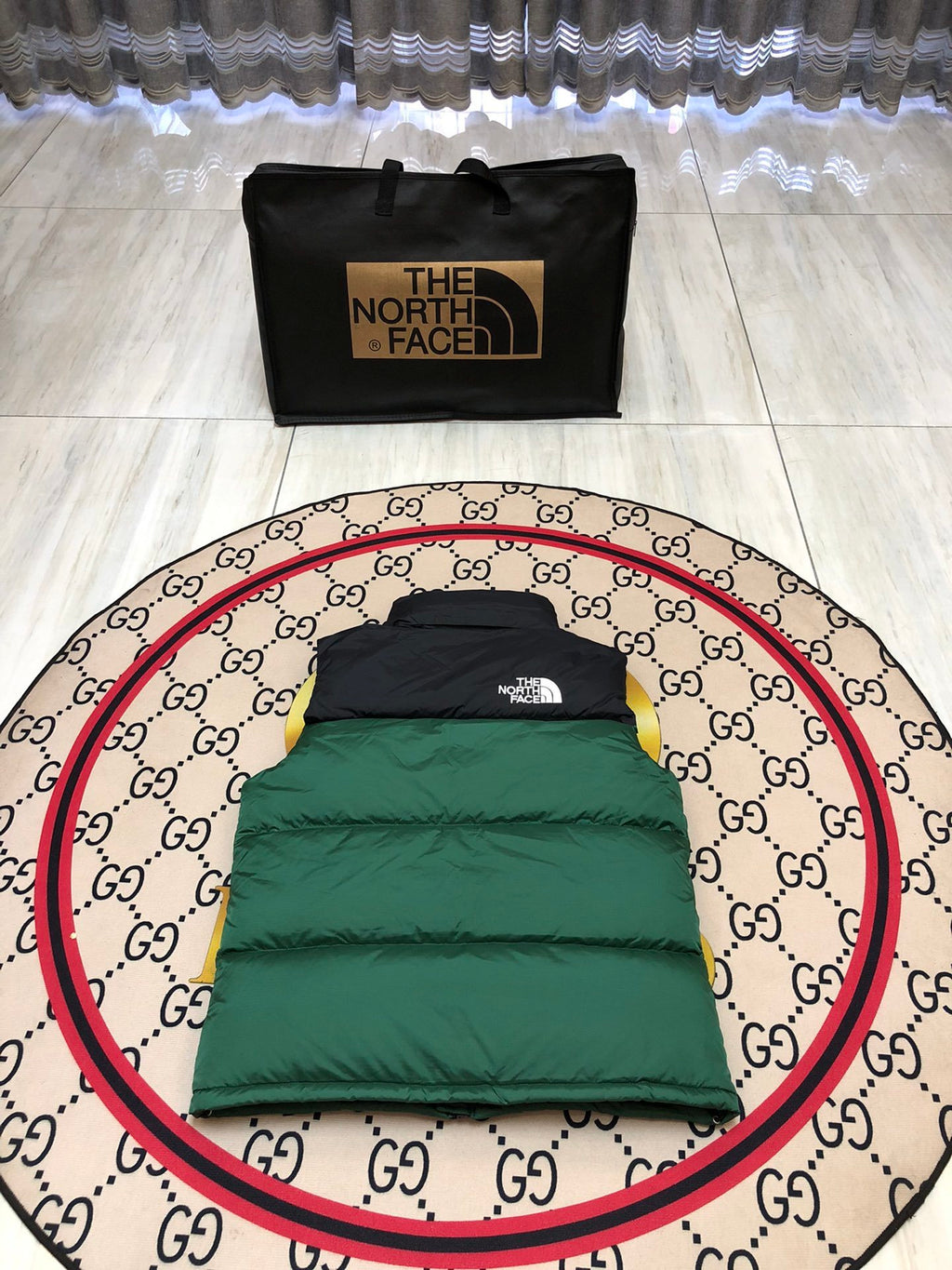 The North Face Quilted Forest Green and Black Puffer Vest
