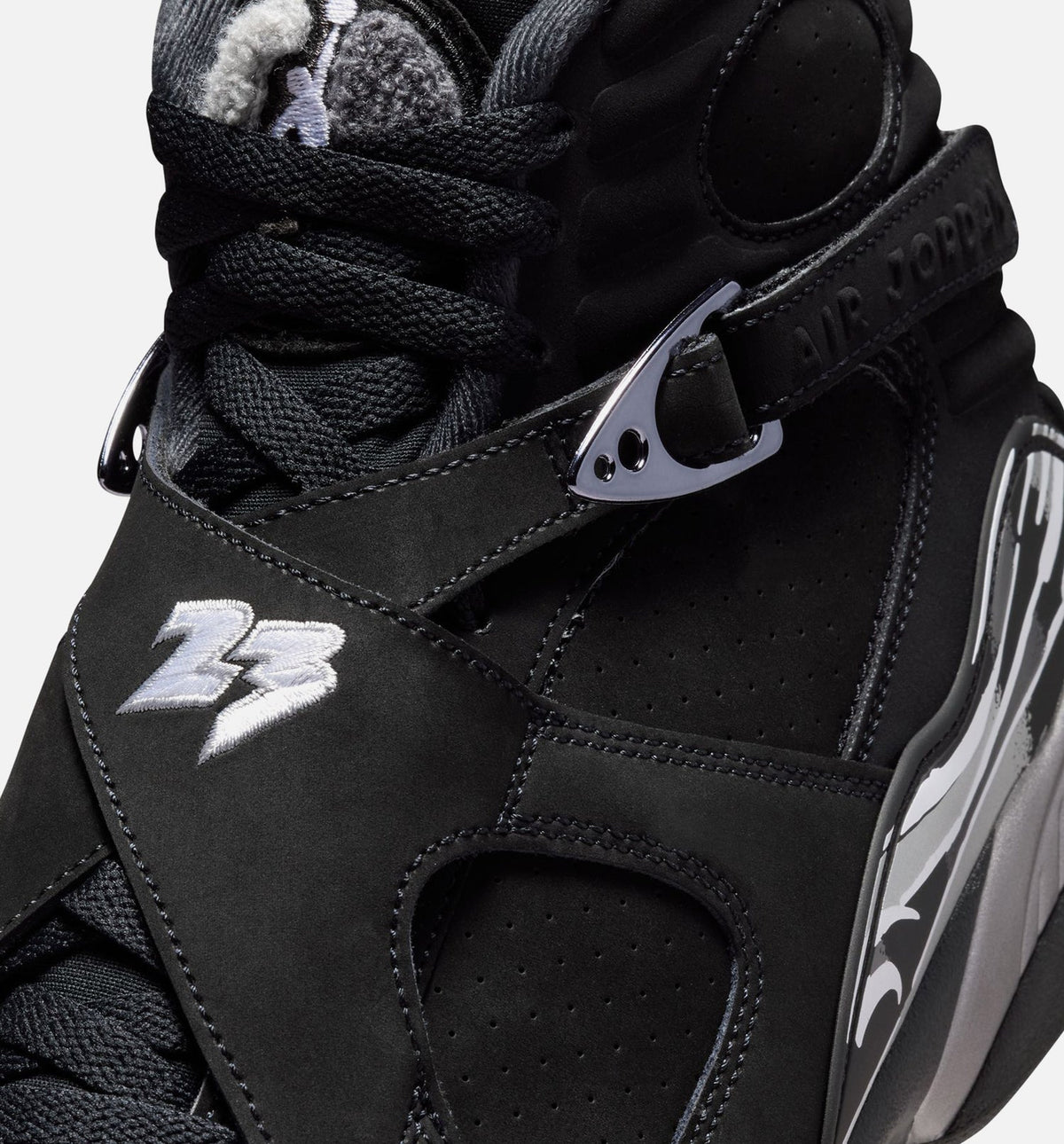 Air Jordan 8 Retro Chrome Black And Light Graphite Men's Lifestyle Shoes - Black/White/Light Graphite
