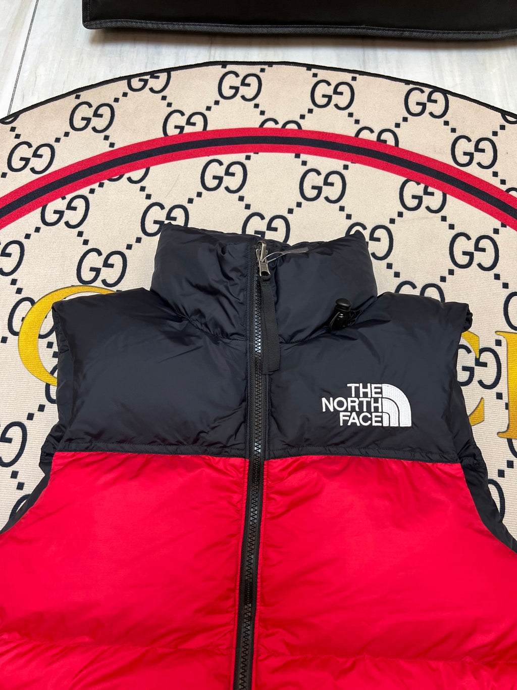 The North Face Quilted Red and Black Puffer Vest