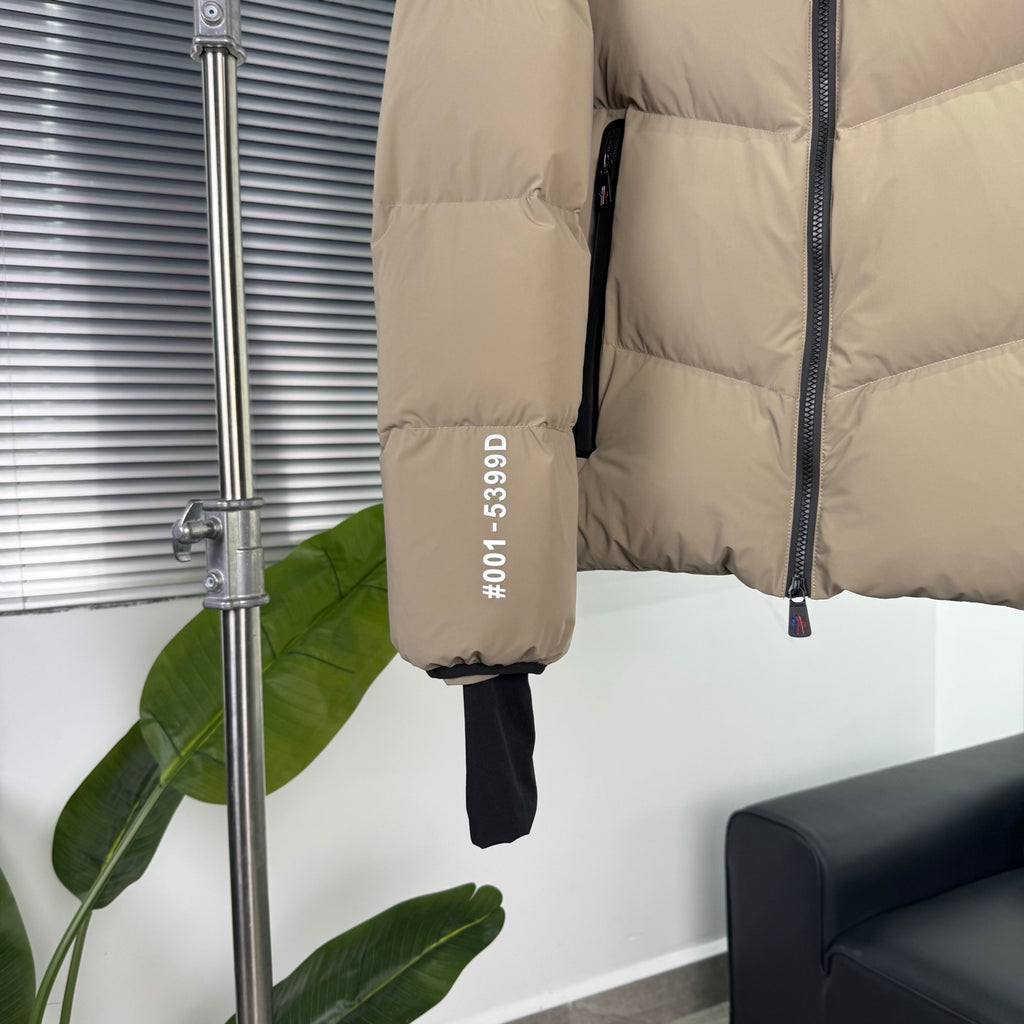 Moncler Quilted Sand Beige Hooded Puffer Jacket