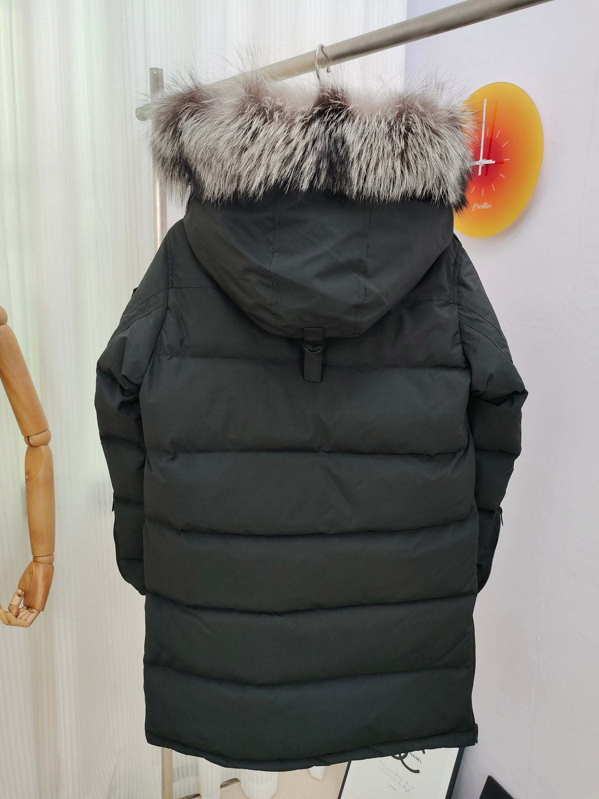 Moose Knuckles Quilted Black Hooded Longline Parka