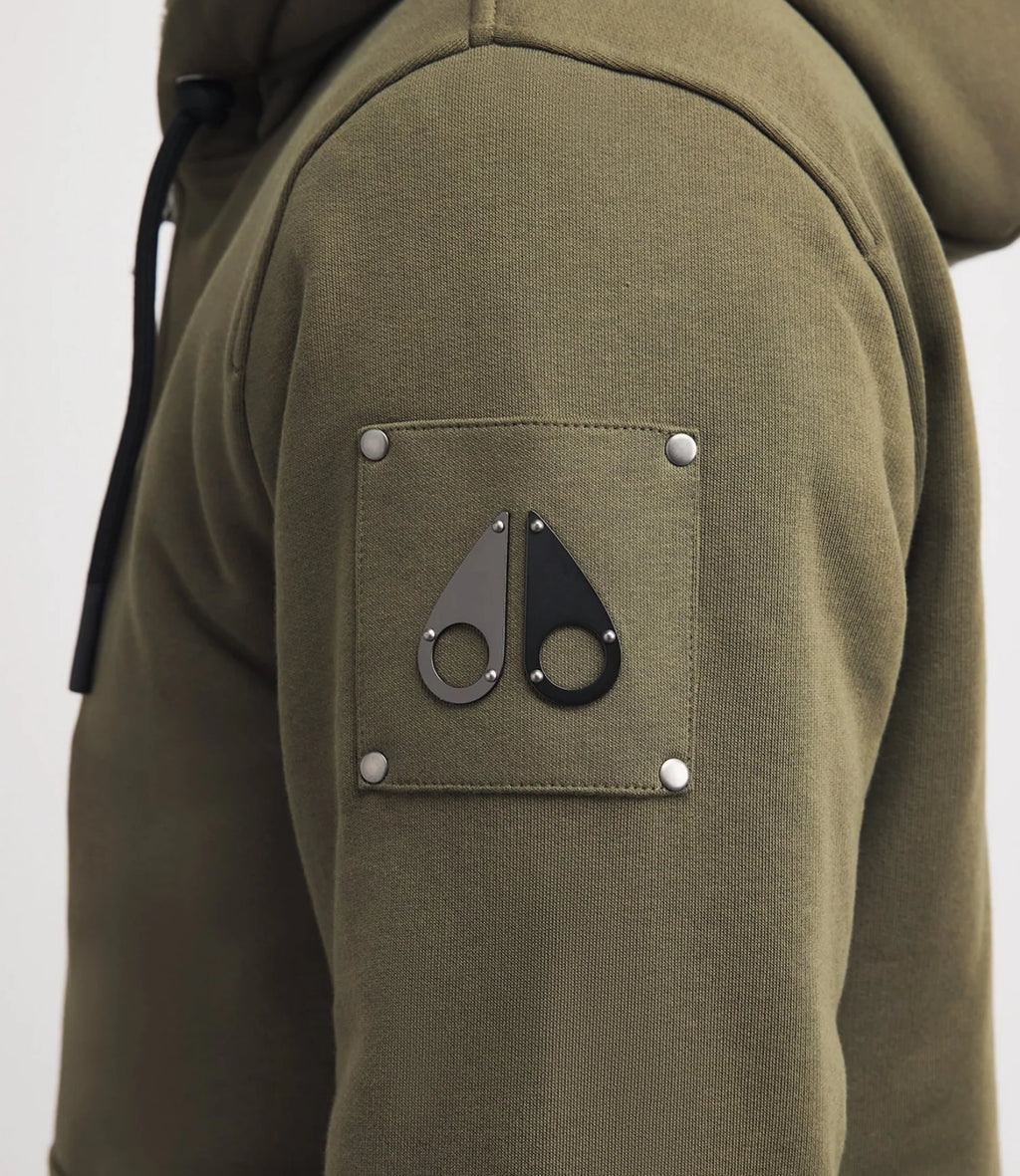 Moose Knuckles Olive Green Plush-Lined Zip-Up Hoodie