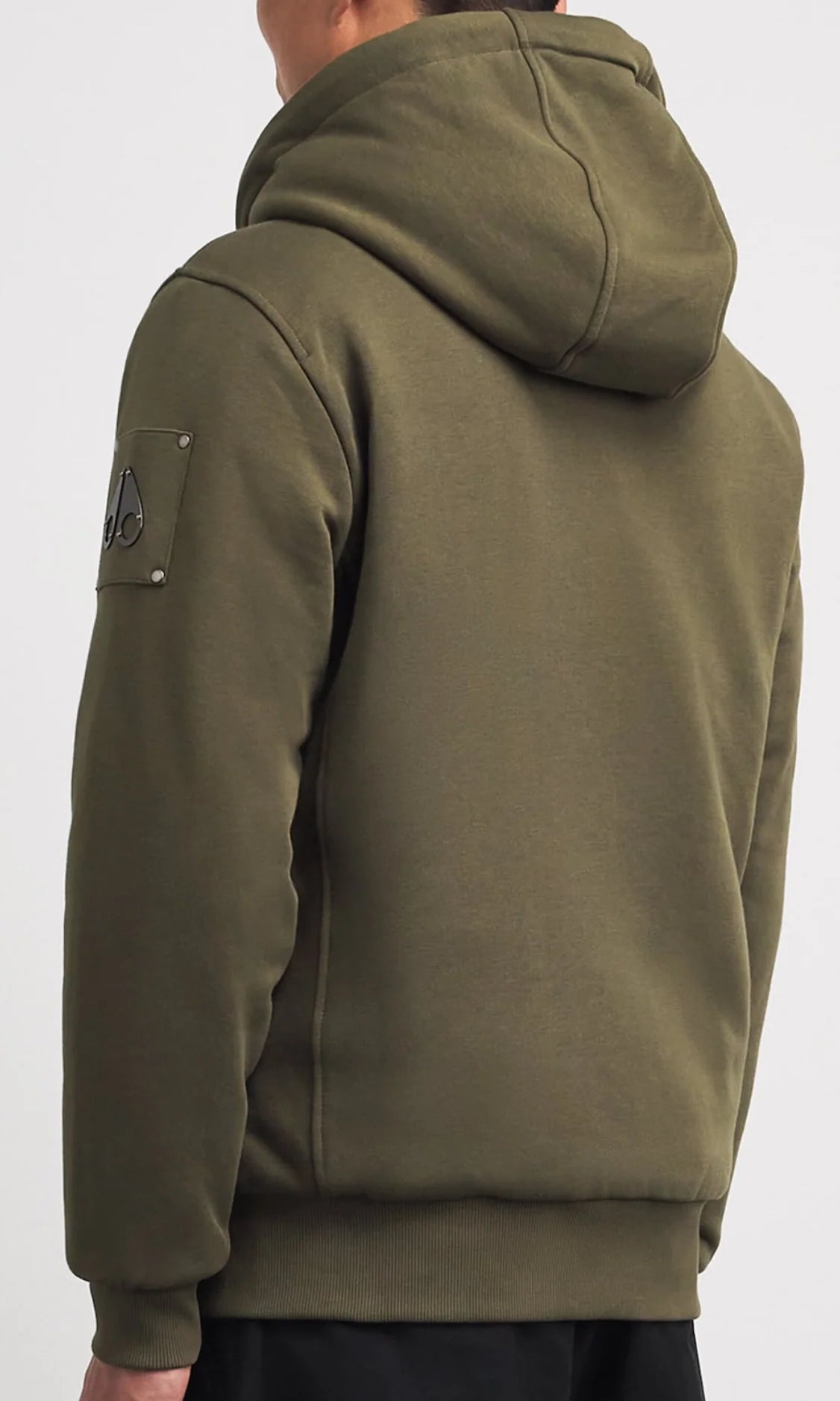 Moose Knuckles Olive Green Plush-Lined Zip-Up Hoodie