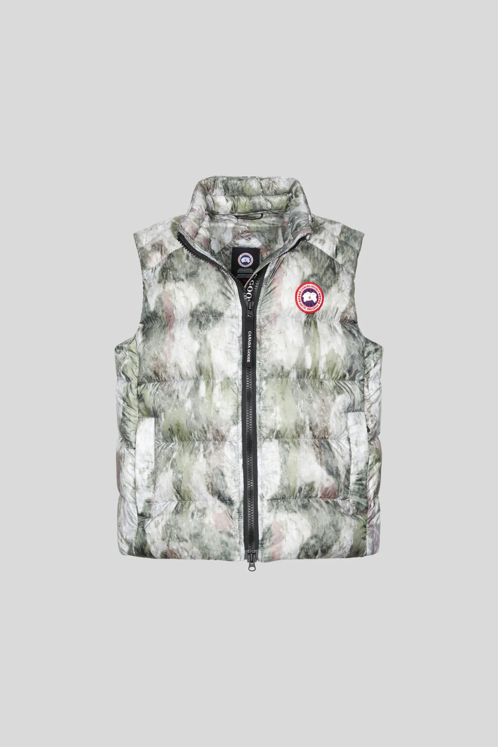 Canada Goose Quilted Sage Green and White Printed Puffer Vest