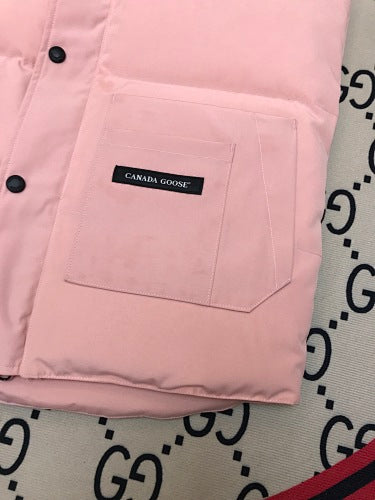Canada Goose Quilted Blush Pink Snap-Front Puffer Vest
