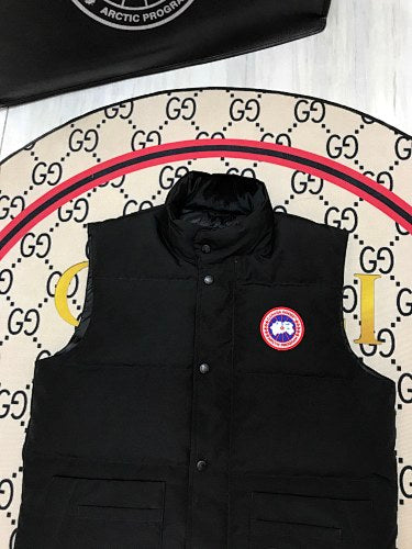 Canada Goose Quilted Black Snap-Front Puffer Vest