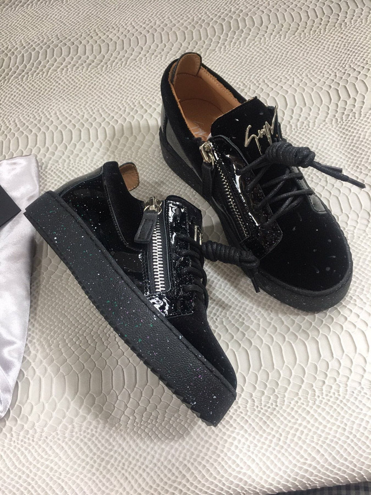 Giuseppe Zanotti Black Speckle Low-Top Sneakers