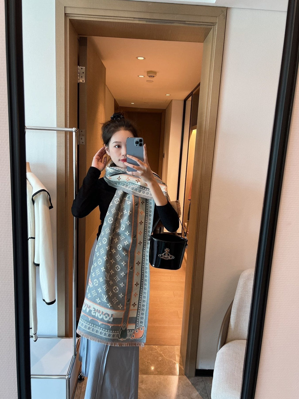Louis Vuitton Taupe Monogram Fashion Scarf