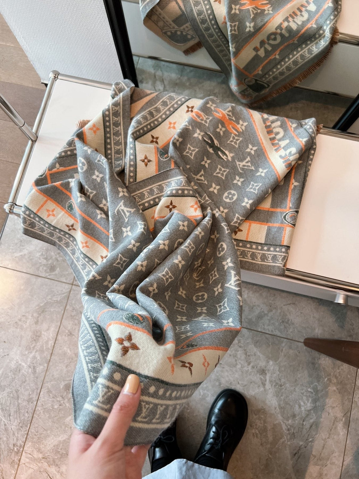 Louis Vuitton Taupe Monogram Fashion Scarf