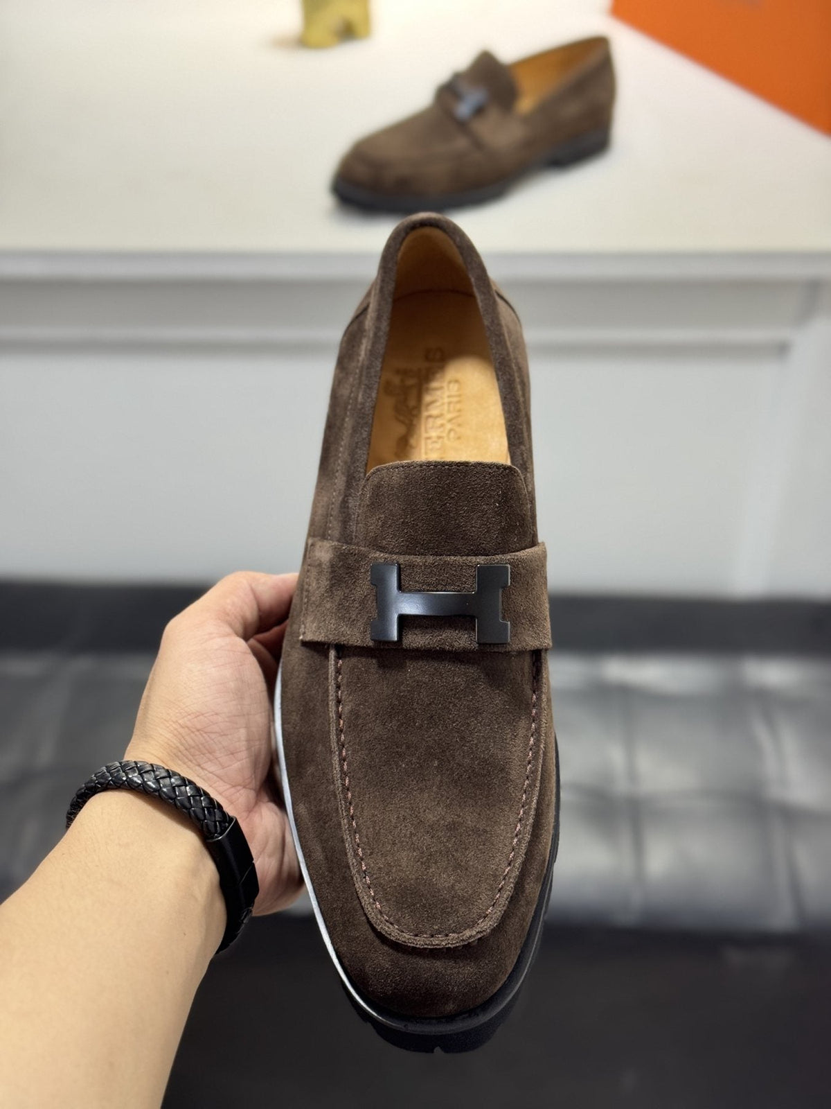 Hermès Men's Dark Brown Lug-Sole Loafers