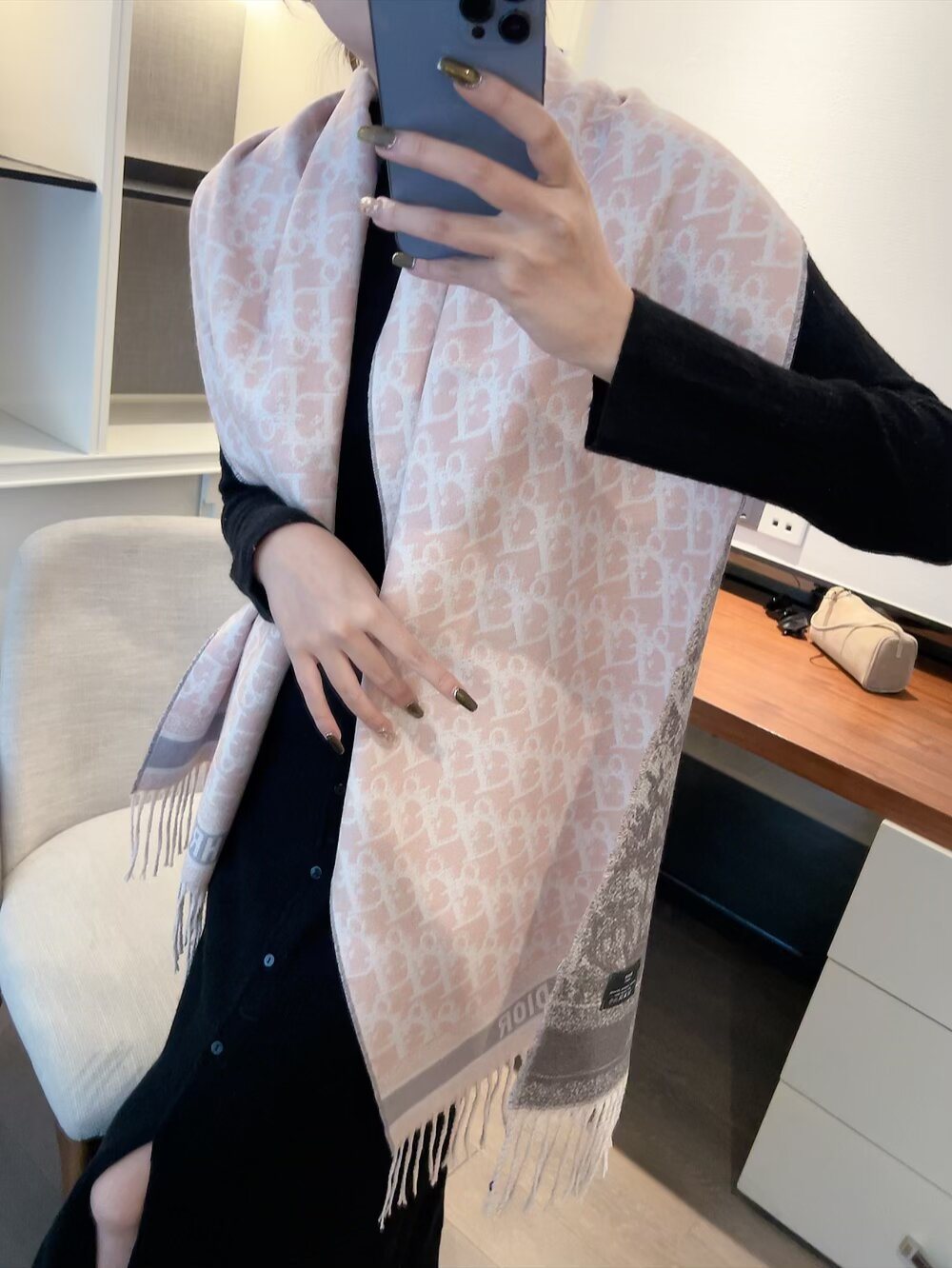 Dior Monogram Fringe Scarf