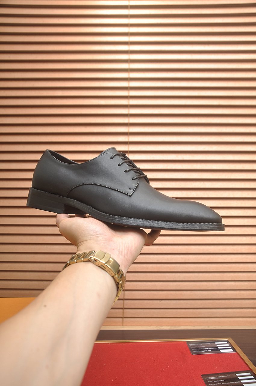 Louis Vuitton Black Monogram Tongue Lace-Up Dress Shoes