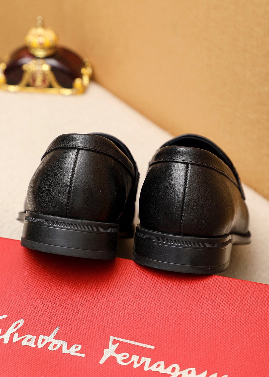 Ferragamo Black Leather Bit Loafers - Stacked Heel