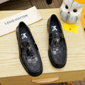 Louis Vuitton Men's Black Woven Leather Loafers