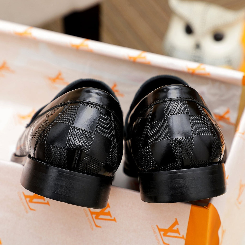 Louis Vuitton Men's Black Woven Leather Loafers
