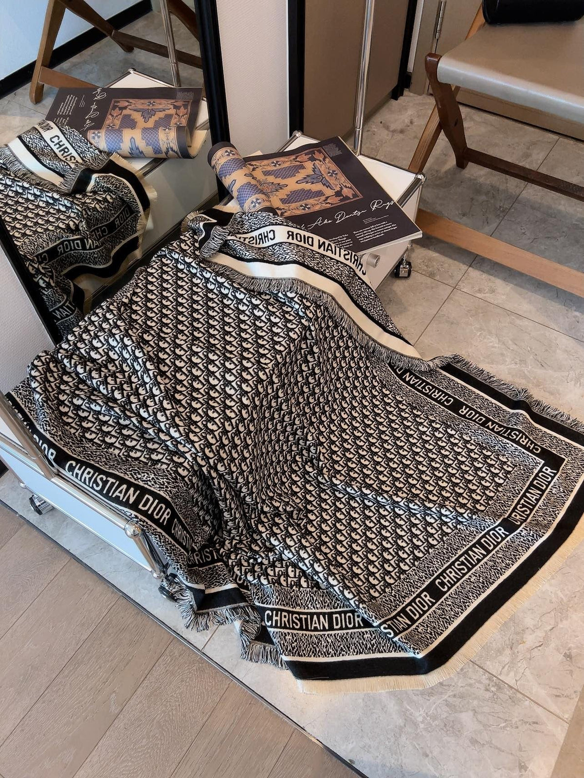 Dior Fringed Monogram Scarf