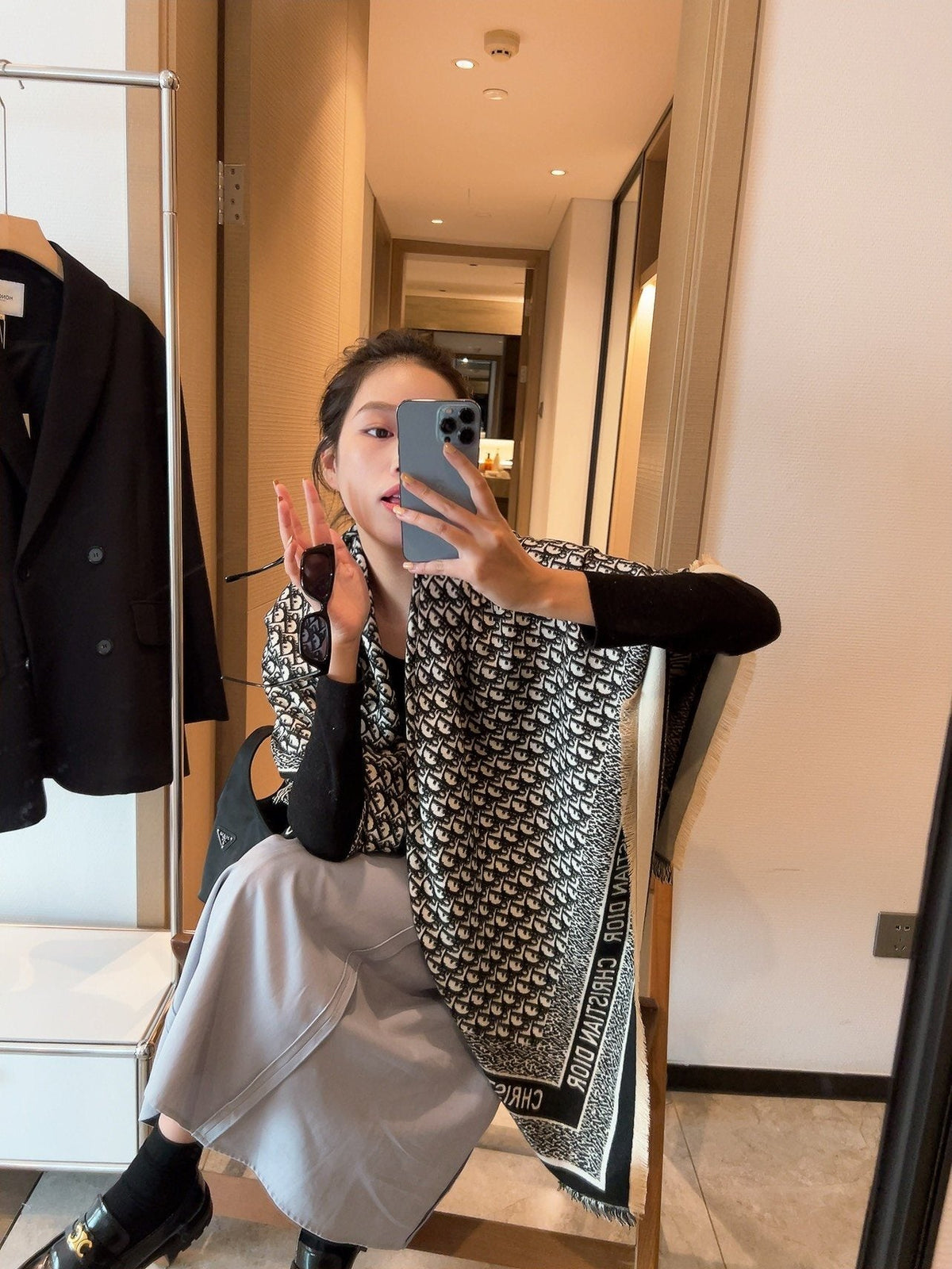 Dior Fringed Monogram Scarf