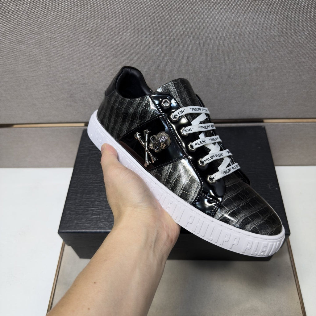 Philipp Plein Men's Plaid Low-Top Sneakers