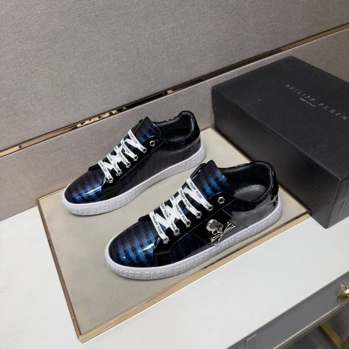Philipp Plein Men's Plaid Low-Top Sneakers